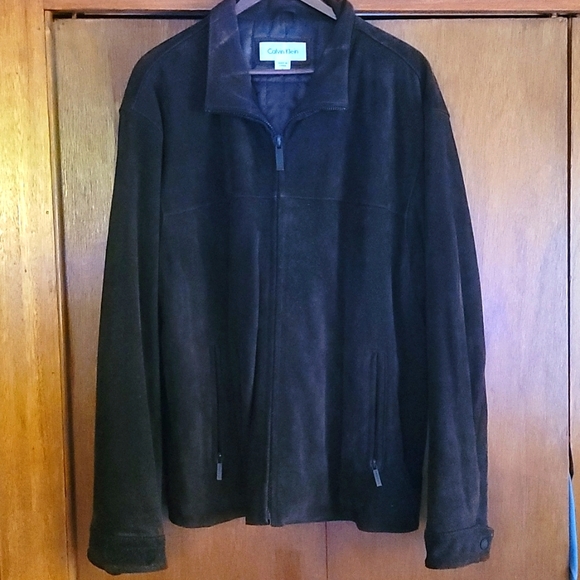 Calvin Klien lined and insulated brown suede jacket. - Picture 1 of 4